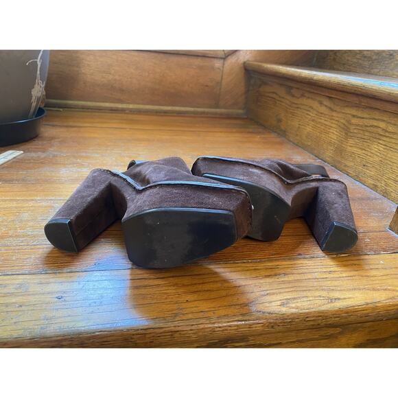 Kors by Michael Kors Quincy Brown Suede Clog 8 Platform Heels - Picture 9 of 9